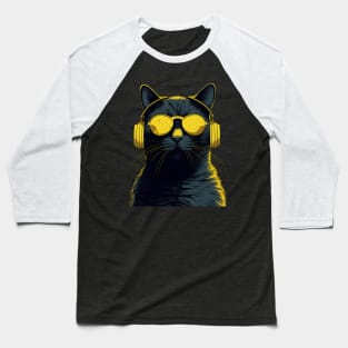 Cool Music lover cat Baseball T-Shirt